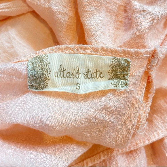 Altar'd State Women Small Peach Mini Dress Puff Sleeves Open cutout back ruffle - Picture 9 of 10